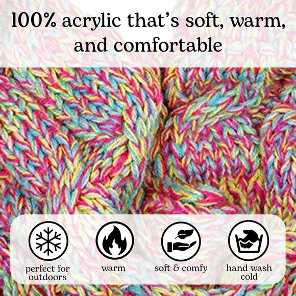 Slouchy Beanie for Women Winter Hat Warm Slouch Oversized Soft Chunky Cable Knit - Picture 6 of 8